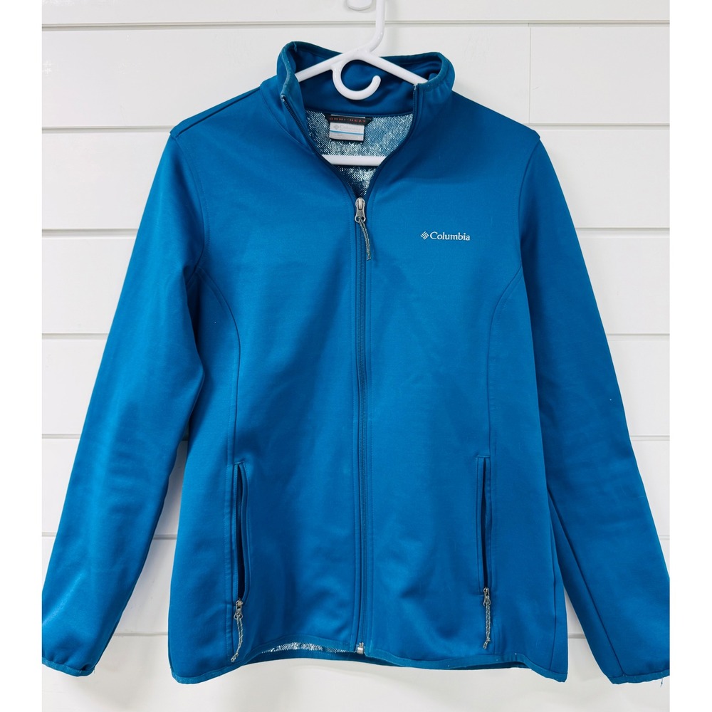 Columbia Omni-Heat Blue Full Zip Jacket Womens M Thermal Reflective Softshell